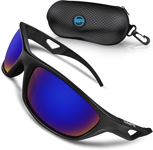BLUPOND Gafas de sol deportivas polarizadas para hombre - TR90 Marco irrompible para golf, ciclismo, conducción - Scout