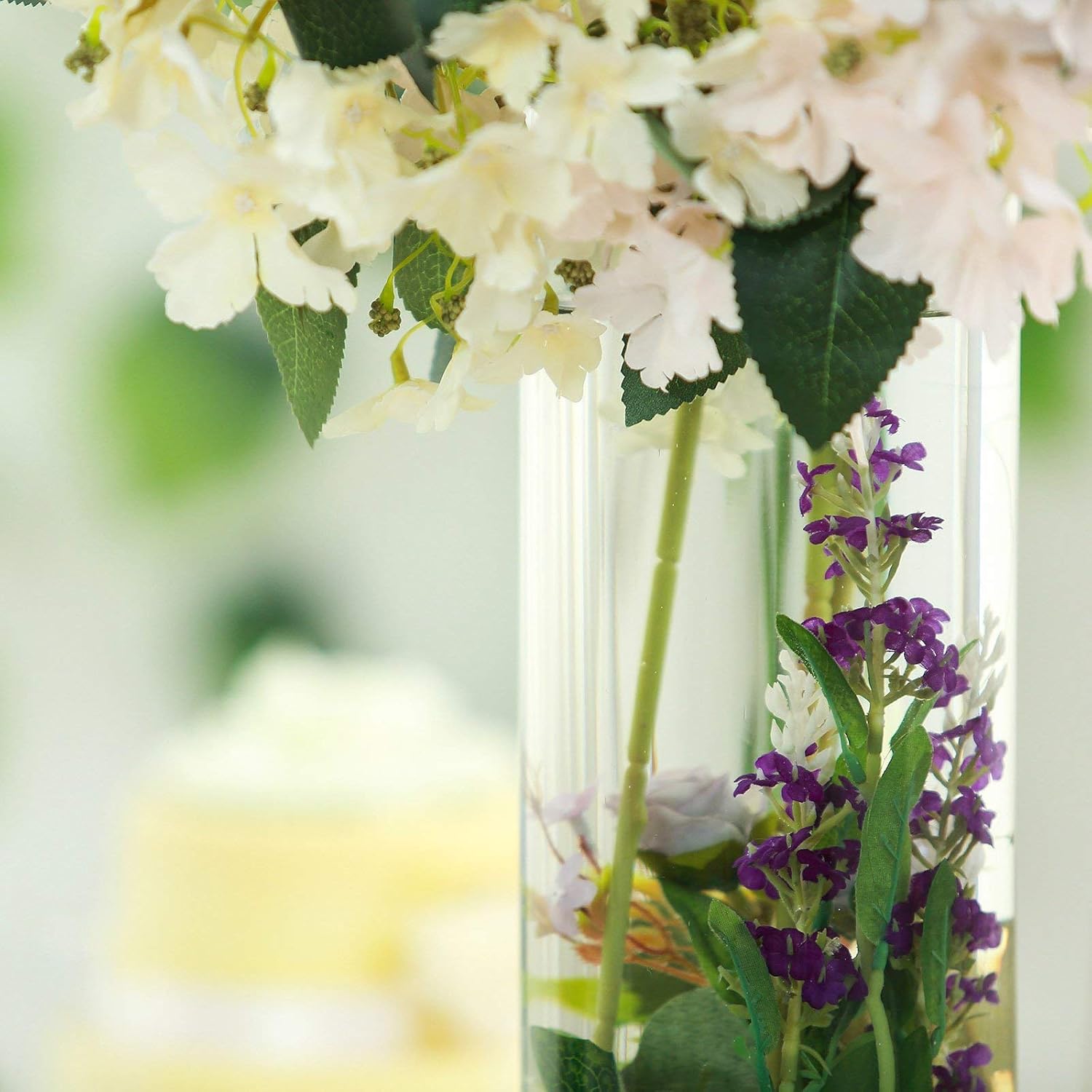 Tableclothsfactory 6pcs/Set 20" Tall Cylinder Glass Centerpiece Flower Candle Vase for Wedding Party Banquet Events Centerpiece Decoration