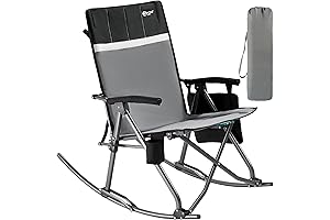 PORTAL Oversized Portable Outdoor Folding Rocking Chair with High Back Hard Armrests...