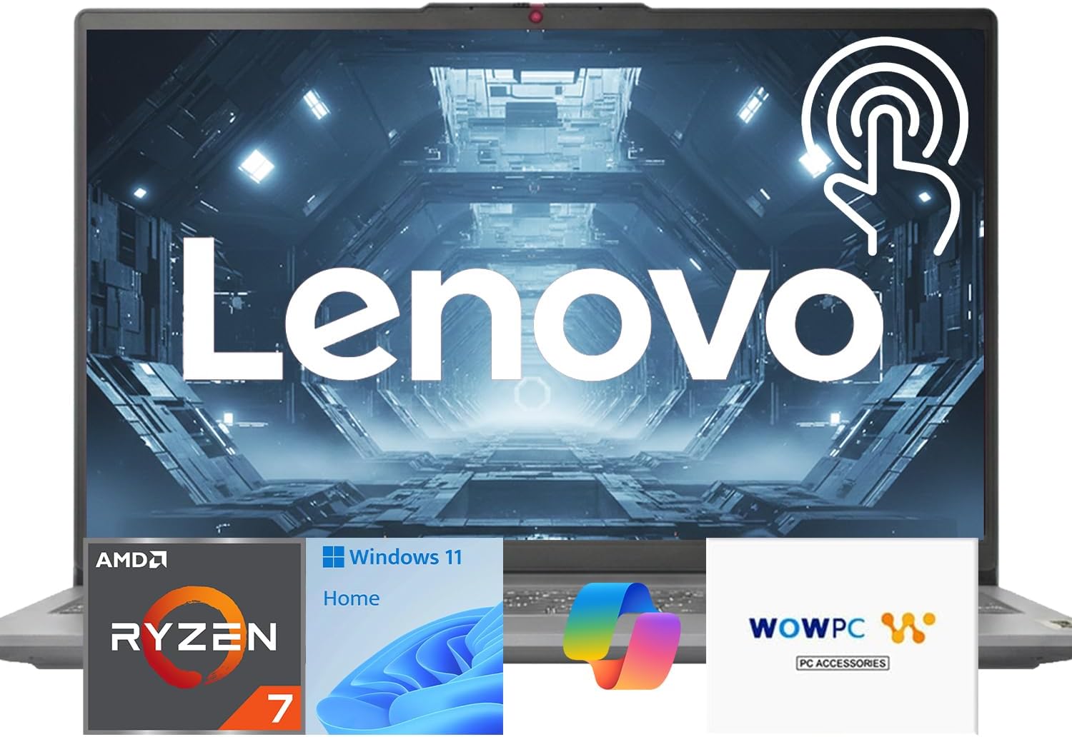 Lenovo Slim 3 15.6" FHD Touchscreen Business Laptop for Work or Home, AMD Ryzen 7 5825U(Beats i7-1355U), 16GB RAM, 1TB PCIe SSD, Wi-Fi 6, SD Card Reader, Windows 11 Home, WOWPC USB, no Mouse