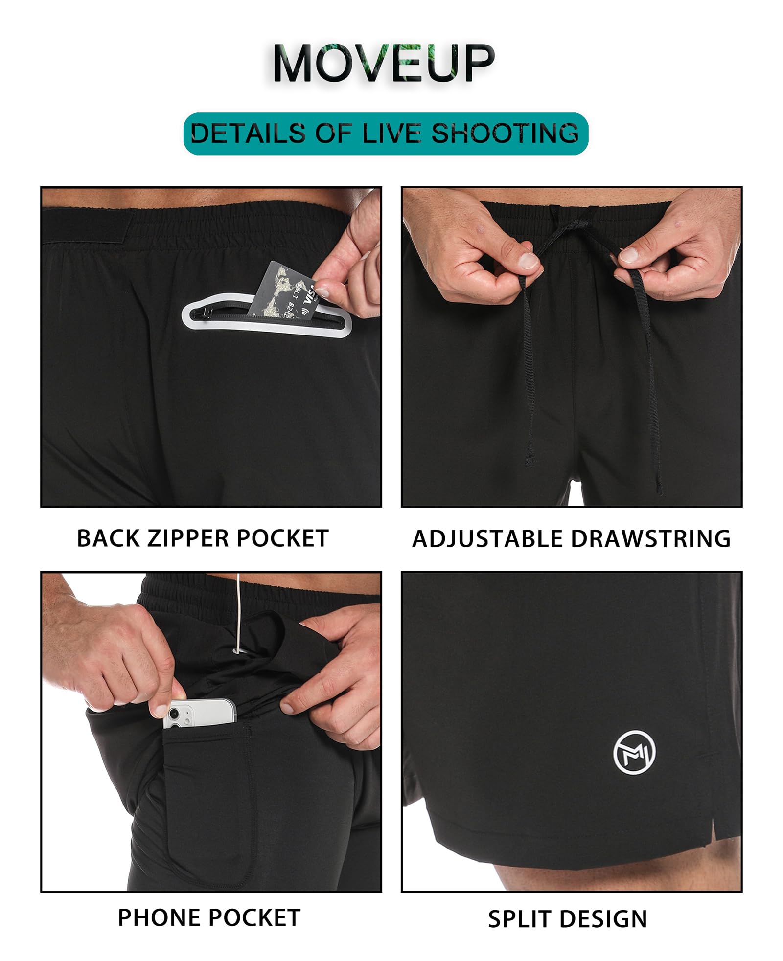 Herren 2-in-1 Workout Laufshorts 7" Schnell trocknende Athletic Shorts mit Liner Gym Trainingsshorts für Männer