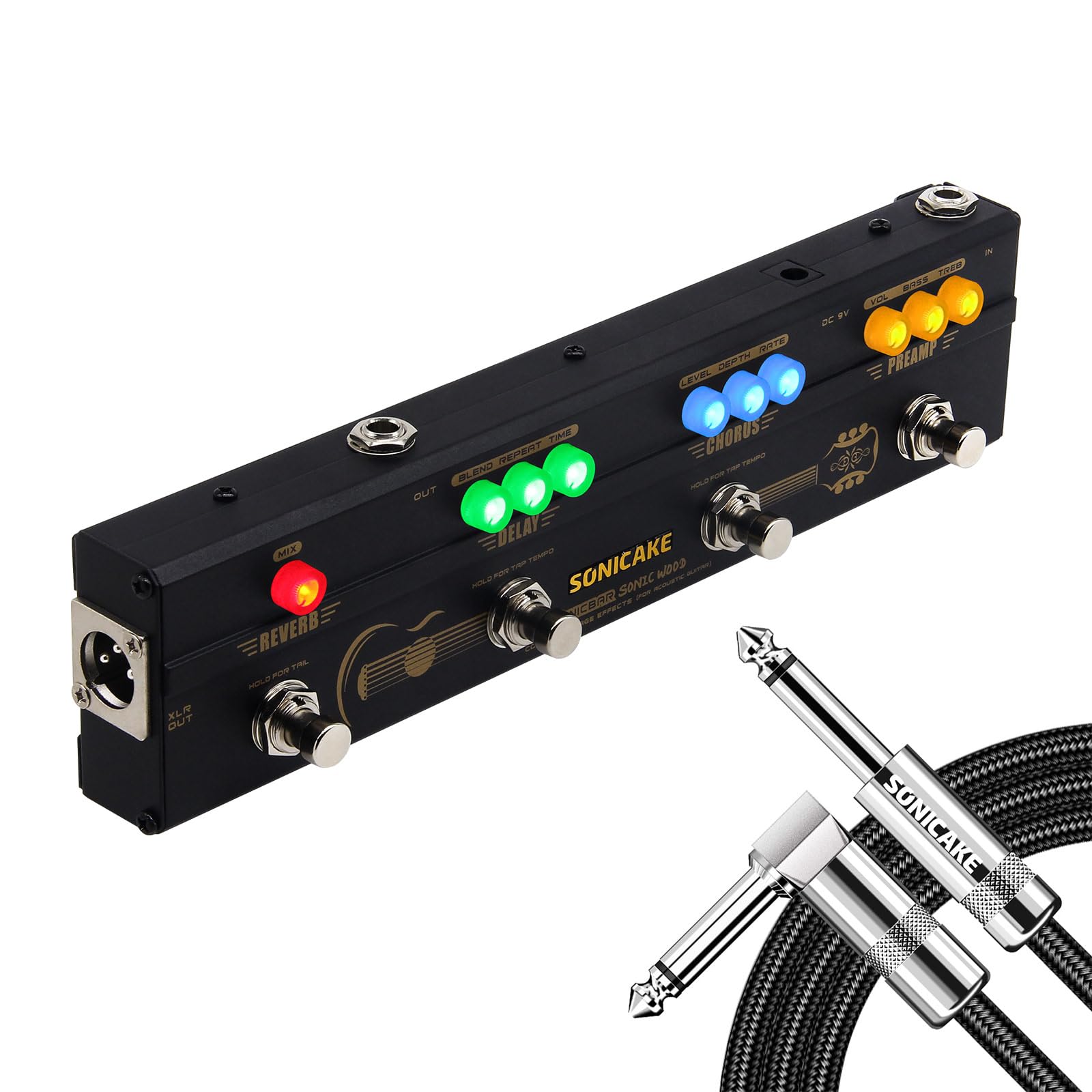 Amazon.com: SONICAKE Acoustic Pedal Guitar Effect with 10ft Guitar