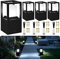 Gardencoin 12V Low Voltage LED Pathway Lights - Modern Aluminum Bollard Outdoor Path Lights, Dimmable 5W 5000K Waterproof, 4 Pack