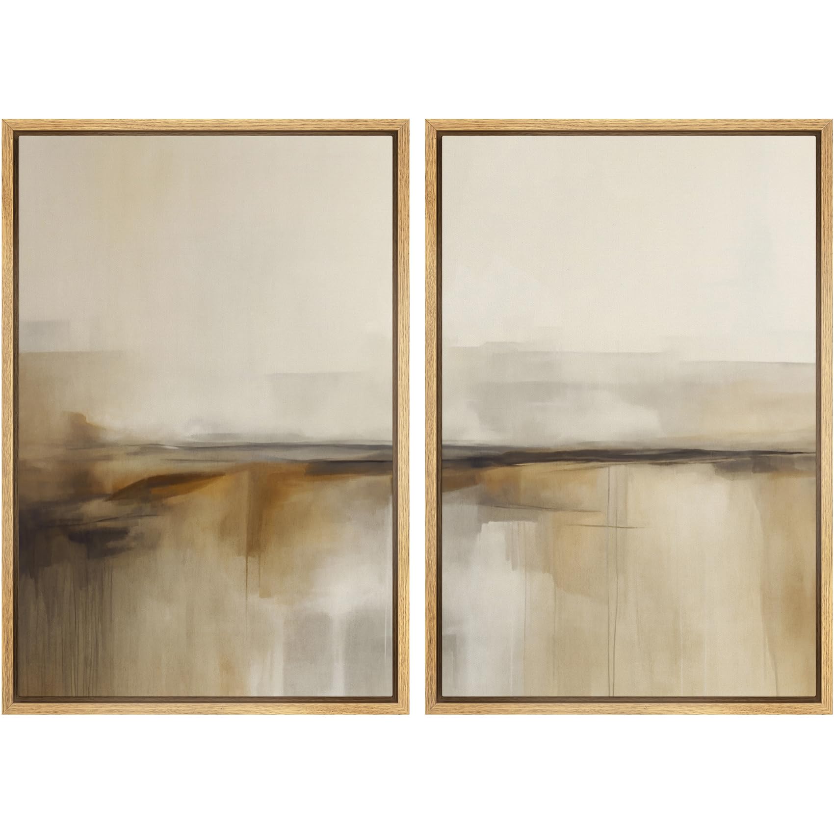 MUDECOR Framed Canvas Print Wall Art Set Watercolor Pastel Green Tan Landscape Abstract Shapes Illustrations Modern Art Decorative Contemporary for Living Room, Bedroom, Office - 16"x24"x2 Natural — view 127