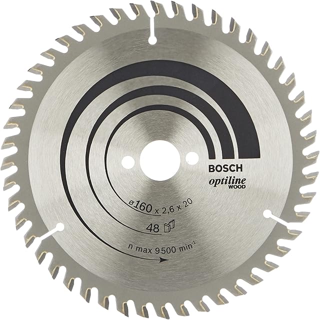 Bosch Professional Circular Saw Blade Optiline Wood (Ø 160 x 20/16 x 2,6 mm, 48 Teeth, Accessories for Circular Saws)