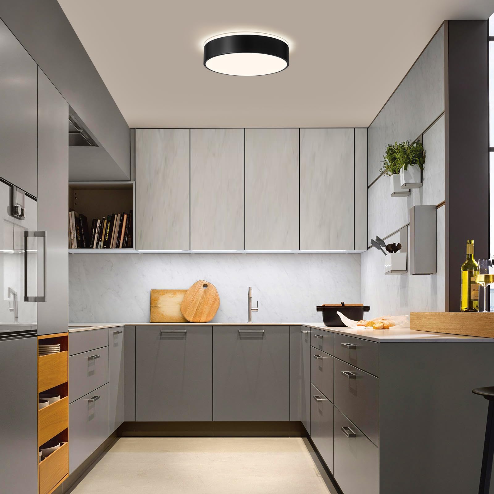 Moderne Deckenlampe,LED Deckenleuchte Schwarzem Metall,4000K,36W Schlafzimmerleuchte Für Wohnzimmer,Küche,Bad,Korridor,Esszimmer,Lounge,Ø40 cm