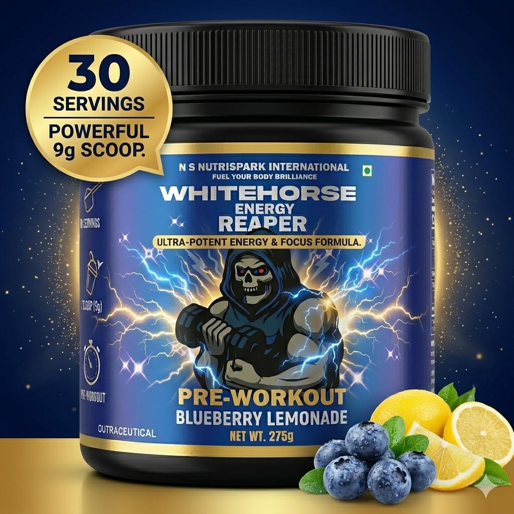 NutriSpark White Horse Pre-Workout Powder – Creatine HCl, Beta-Alanine & Glutamine – Energy, Endurance & Muscle Support – No Crash Formula – Blueberry Lemonade Flavor – 275g 2