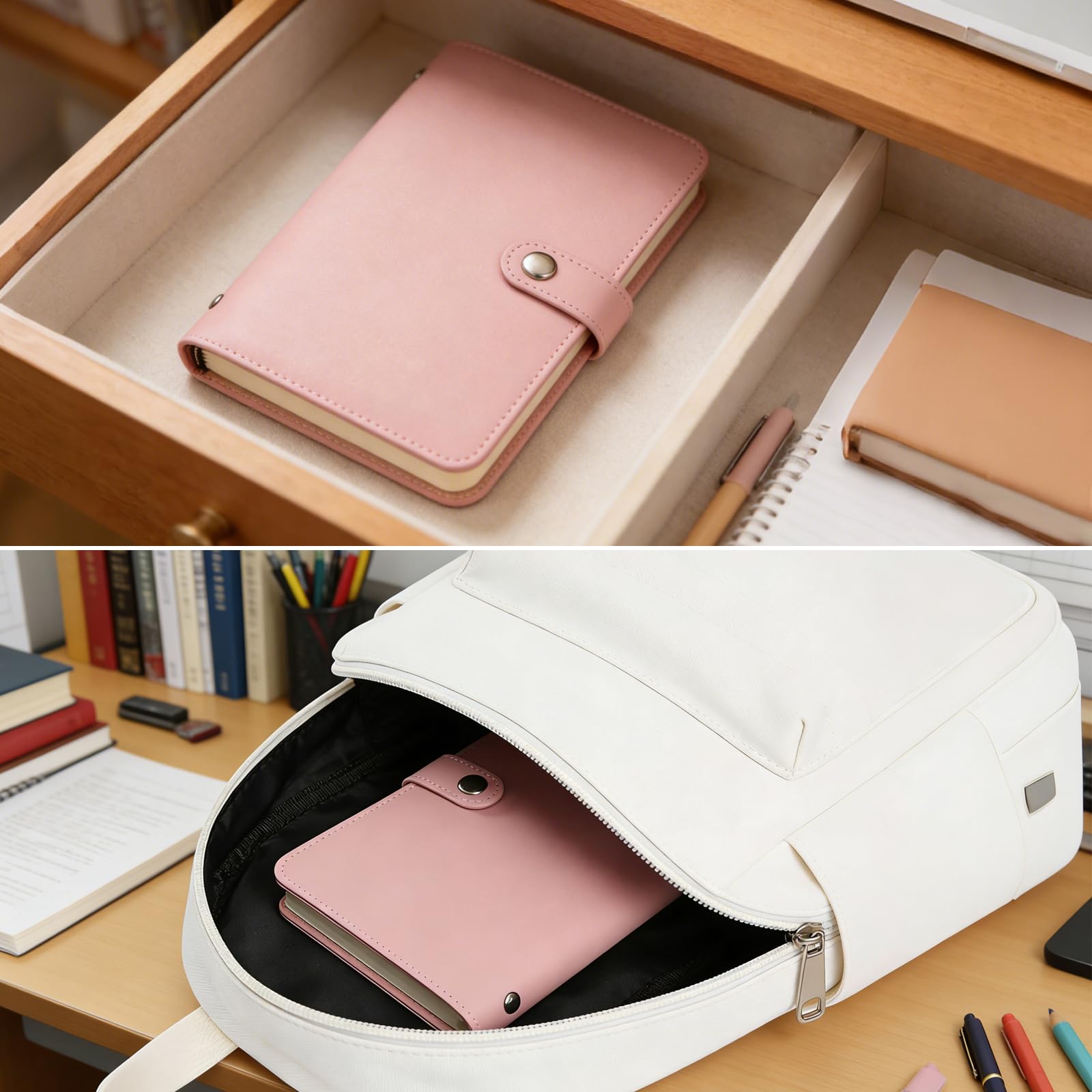 Geldspar-Brieftasche, 100 Umschläge, Spar-Brieftasche, Geldhüllen zum Sparen, Notizbuch und Ordner, 50 Seiten mit 100 Umschlägen, für Büros, Zuhause und Paare (Rosa)