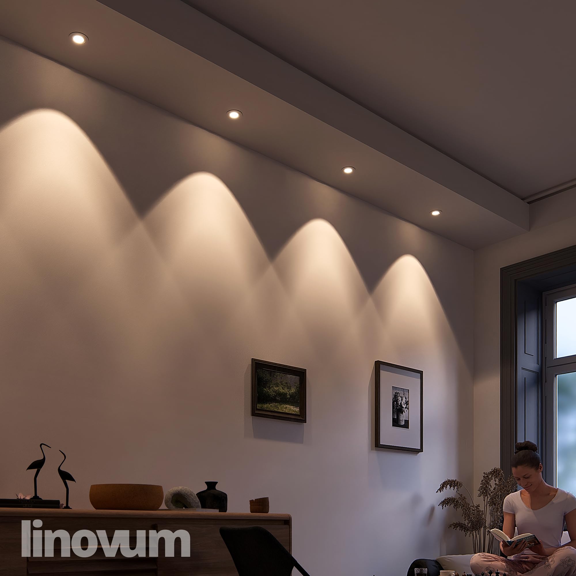 linovum LED Einbaustrahler Set Edelstahl Optik gebürstet rund LED GU10 6W LumiFLEX Lichtfarbe warm/neutral/kalt 230V Einbauleuchte Anschluss ohne Trafo inkl. GU10 Fassung