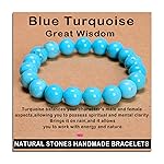 AD Beads Handmade Gemstone Stretch Elastic Bracelet Crystal Healing Reiki Nature\'s Beauty and Spiritual Essence Unisex (10mm, Blue Turquoise (Great Wisdom))