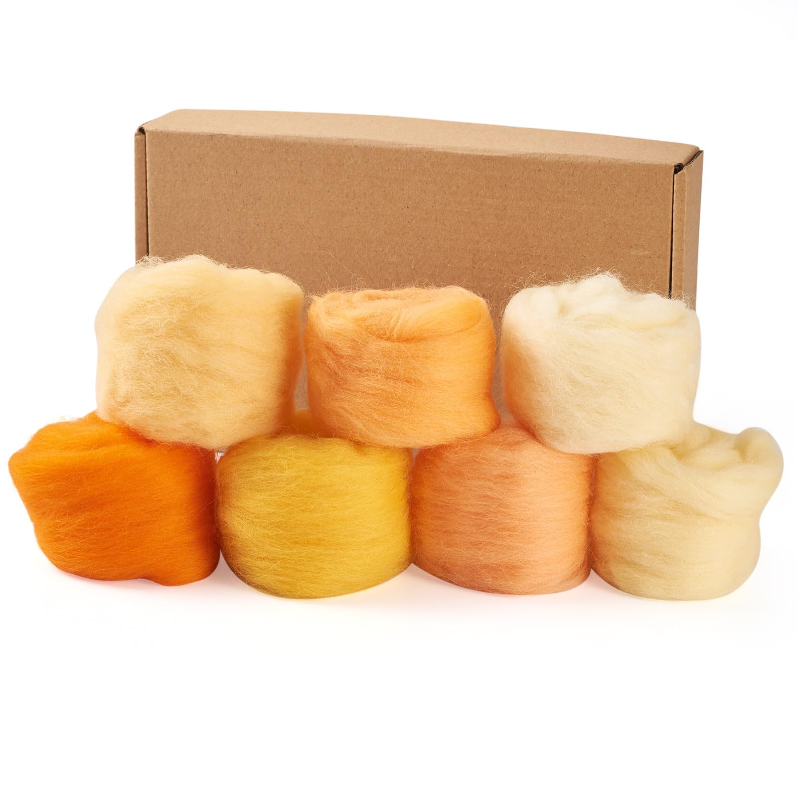 Spritewelry 35G Wool Roving Yarn 7 Colors Yellow Needle Felting Wool Chunky Yarn for Needle Felting Wet Felting DIY Hand Spinning โ image 1