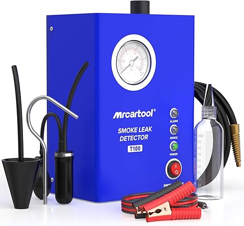 MR CARTOOL Detector de fugas de máquina de humo T100, probador de fugas de humo EVAP automotriz con bomba de aire incorporada y medidor de presión,