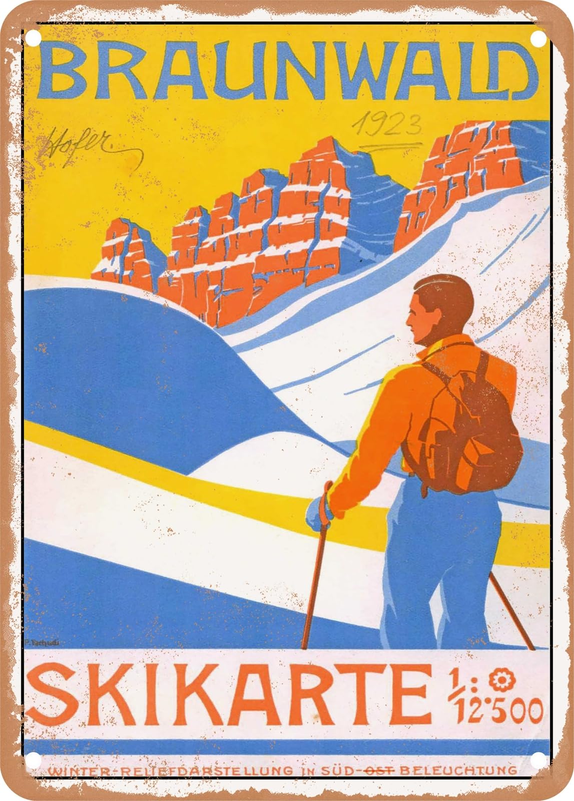 METAL SIGN - 1923 Braunwald Skikarte Vintage Ad home decor