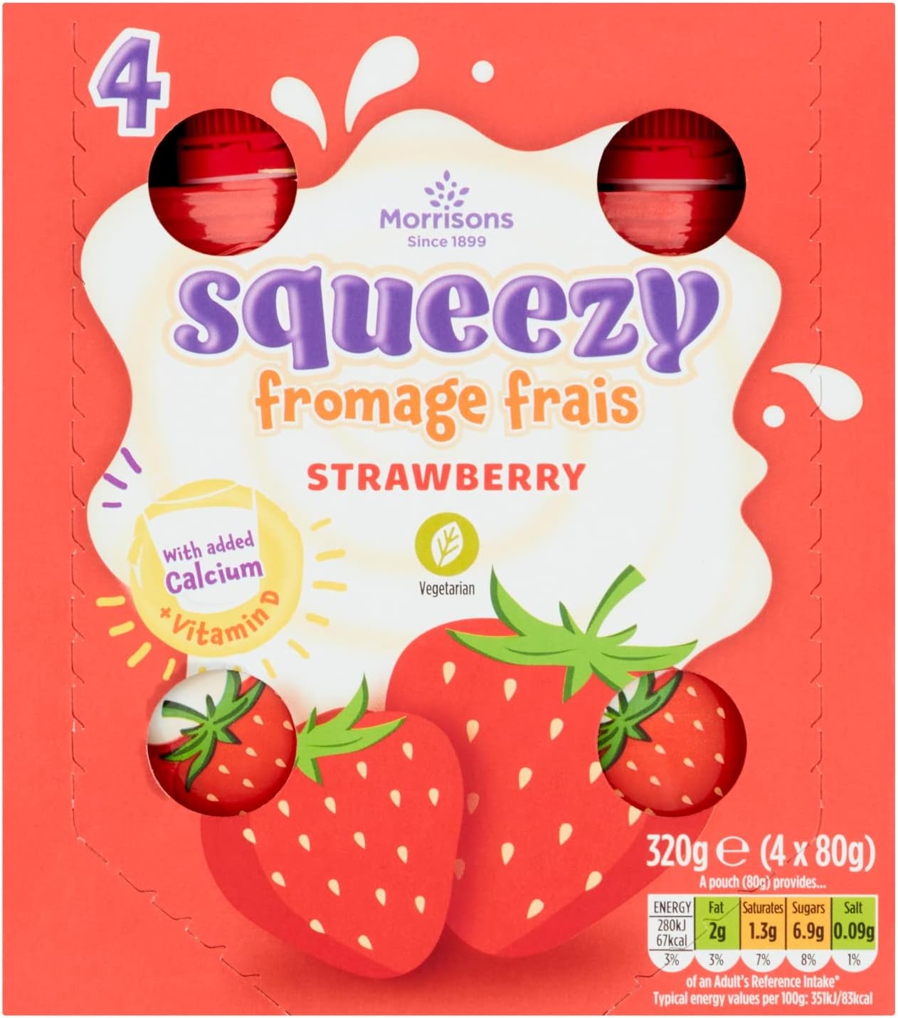 Morrisons Strawberry Fromage Frais, 4 x 80g