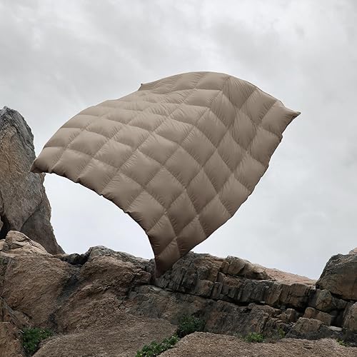 Miniatura 6 de zzlamb Edredón ligero de plumas caqui, relleno de edredón cálido para todas las estaciones, duradero y suave, mezcla de algodón, con pestañas en las