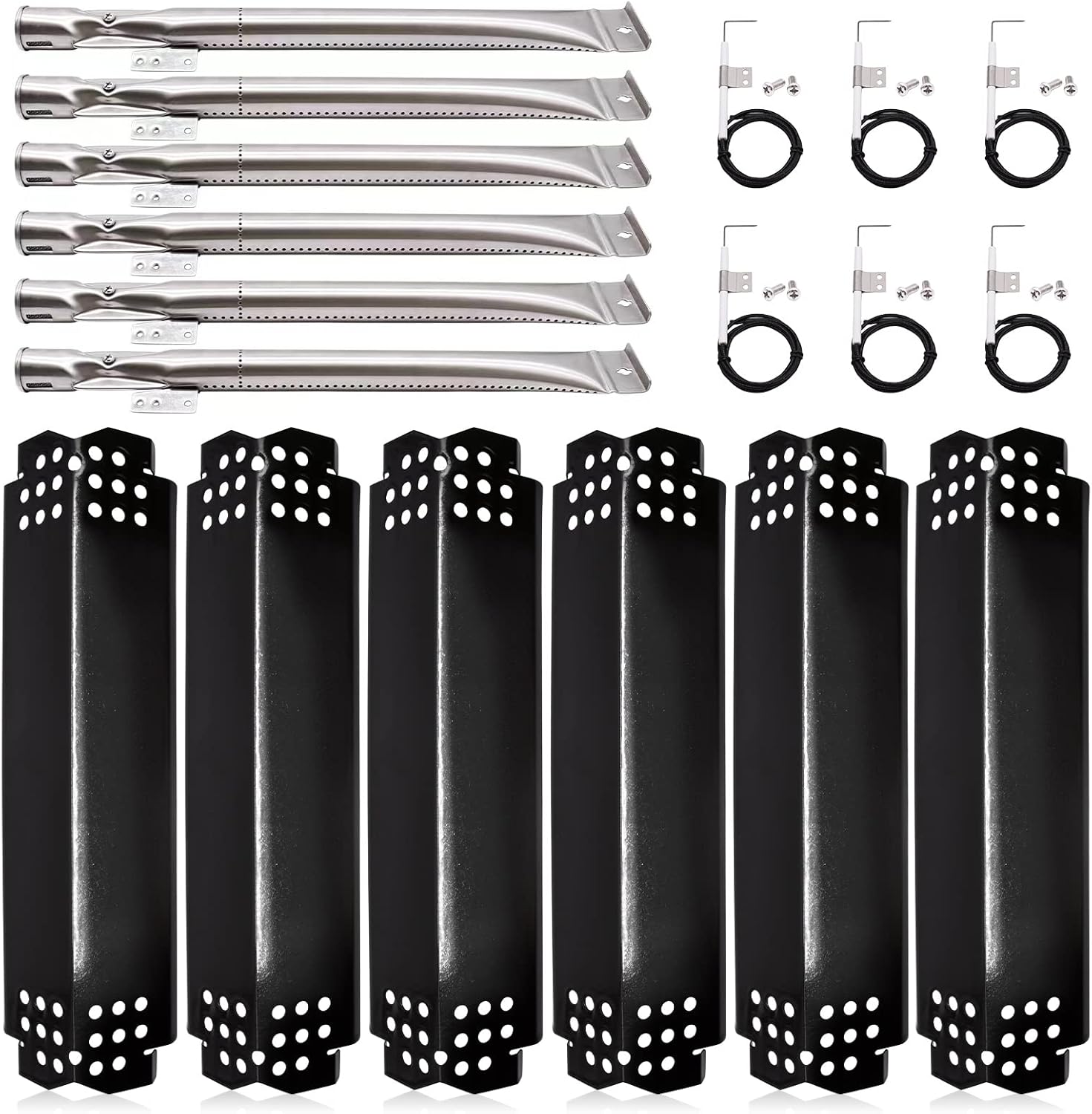 Grill Replacement Parts for Nexgrill 6 Burner 720-0898, 720-0898A, Nexgrill 720-0888, 720-0888N, 720-0830H, 720-0783E Gas Grill Models. Grill Burner Tubes, Heat Shield Tent Plates and Grill Igniters.