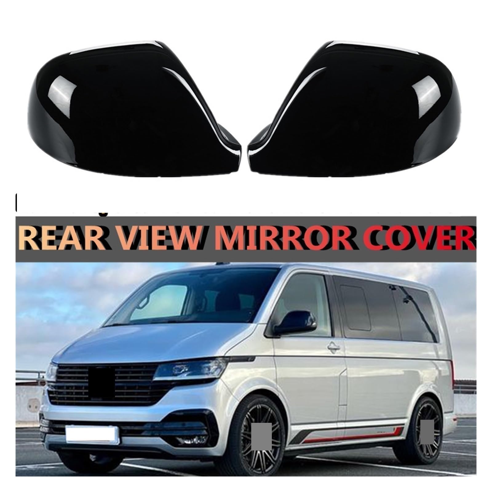 specchietto retrovisore Per VW Per Volkswagen Per Transporter T5 .1 T6 2 Per Pezzi Specchietto retrovisore laterale per auto lucido Coperchio di ricambio(Bianco)