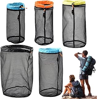 メッシュスタッフサックセット - 軽量ナイロンメッシュ巾着収納袋セット - 寝袋ディティーサック、超軽量メッシュバッグ、アウトドアアクティビティ用ナイロンメッシュスタッフサック Jmedic
