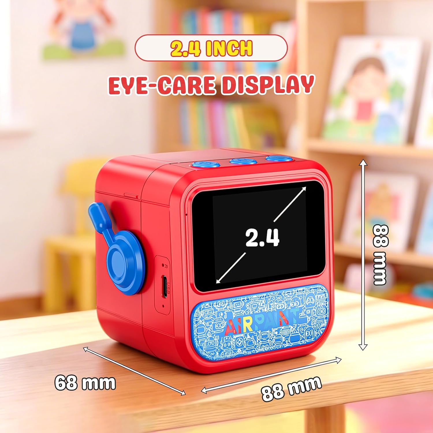 Sticker Printer AI Box Toy for Kids, HD AI Voice Story Printer, Portable Thermal Printer with 2.4inch Display, 6 Modes, Cancel Function for Home, Office, Study & DIY Projects, 6 Rolls Paper Included