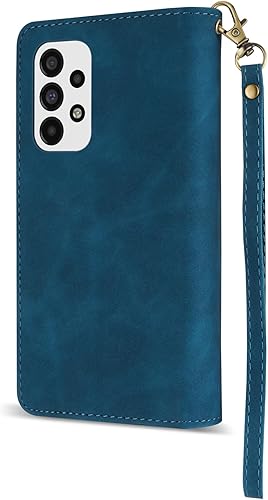 Miniatura 4 de ZZXX Funda tipo cartera para Samsung Galaxy A53 con ranura para tarjeta de bloqueo RFID, piel sintética suave de alta calidad, con cremallera, con