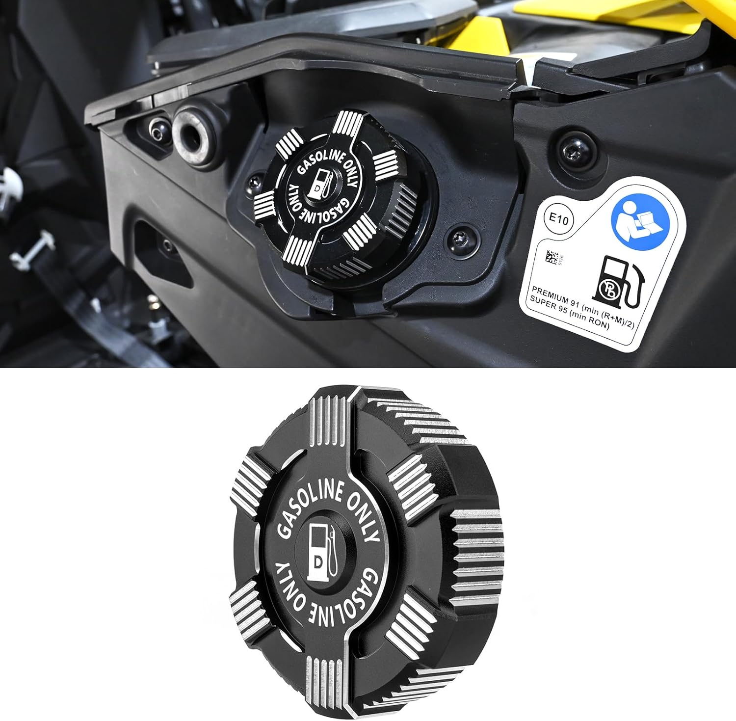 Black Fuel Cap 6061 Aluminum Gas Caps Compatible with Can Am Maverick Commander Defender Traxter X3 Max Sport Trail HD5/7/8/9/10 2016-2025