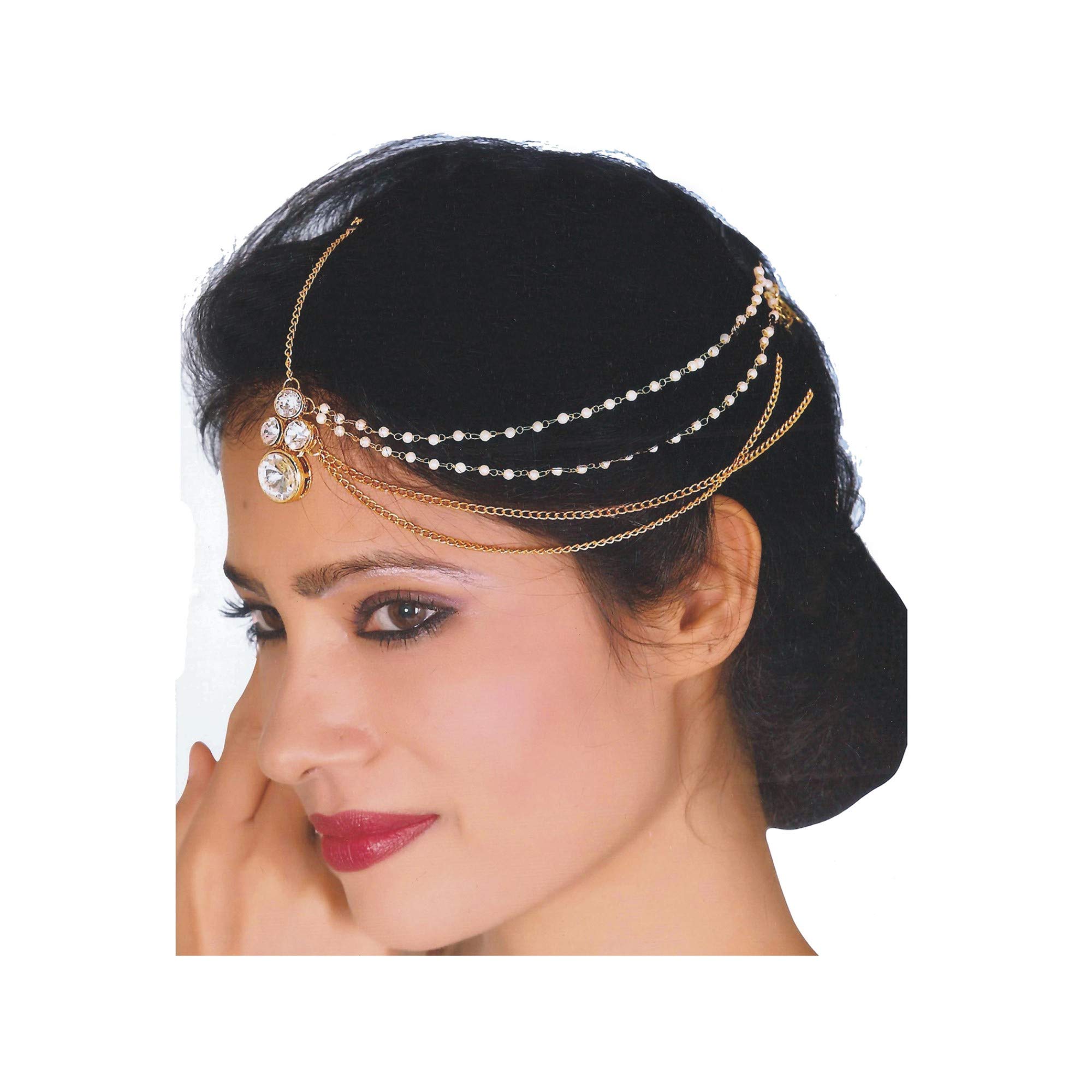 Lucky Jewellery Bridal Dulhan Dhanteras/Diwali/Bhai Dooj Collection White Color Stone Tikka Wedding Matha Patti for Girls & Women (106-L1PM-15-W) (B078GNMCGF) Amazon Price History, Amazon Price Tracker