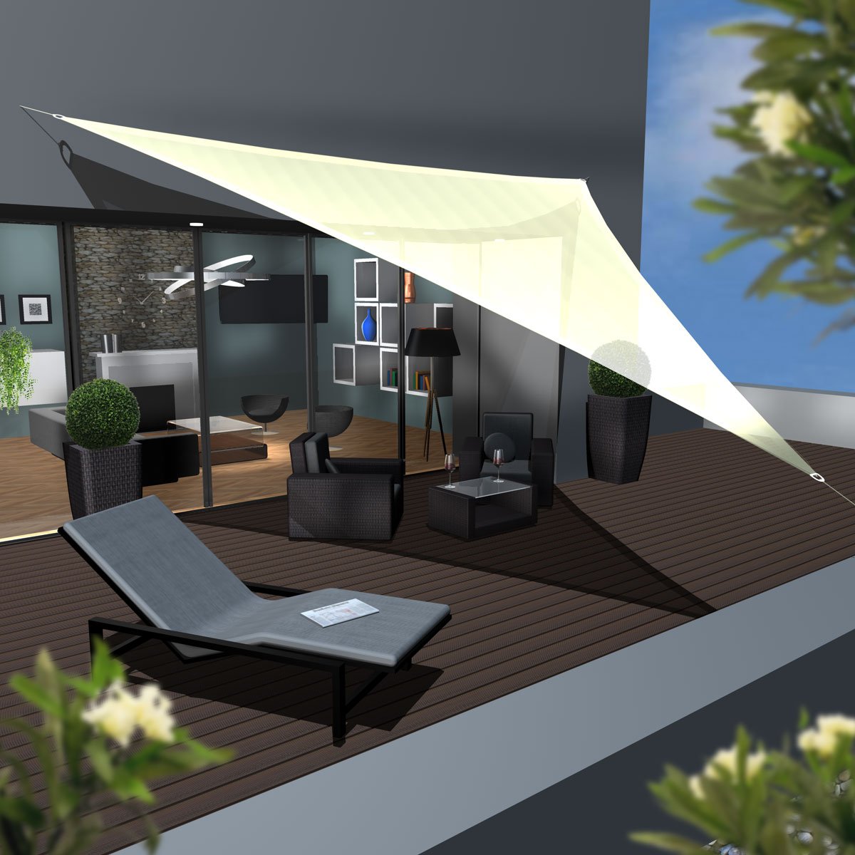 AMANKA 6x6x6 UV Sonnensegel Dreieck Wasserdurchlässig - Sonnenschutz Balkon Dreieckig