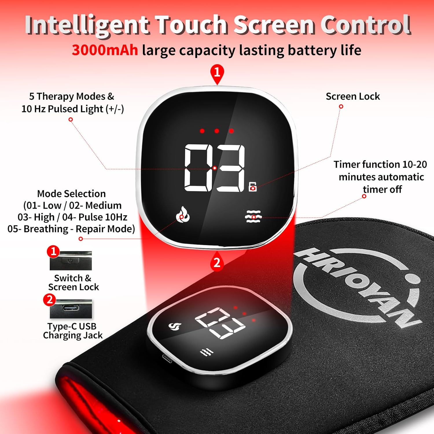 Cordless Red Light Therapy Glove,USB Rechargeable LED Infrared Light Therapy for Pain Relief,Red Light Therapy for Hands Palms Wrists and Elbows,660nm & 850nm,with Zipper Design - Image 4