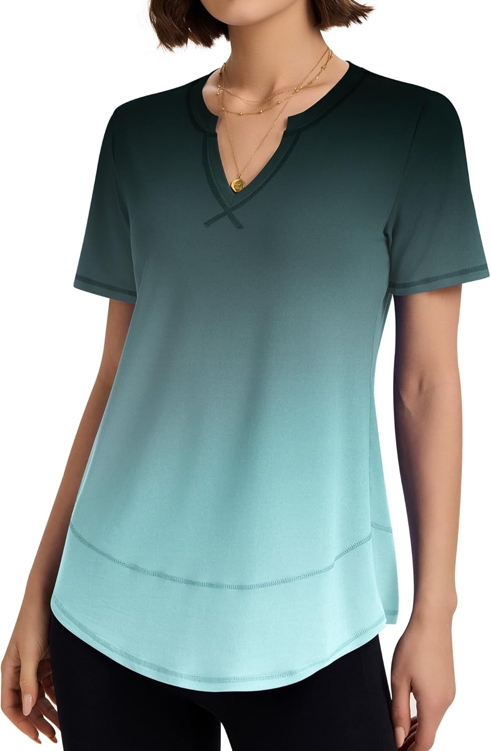 TCOT Workout Tops for Women V Neck Short Sleeve Hiking T-Shirts Yoga Shirts Athletic Top Exercise Shirt