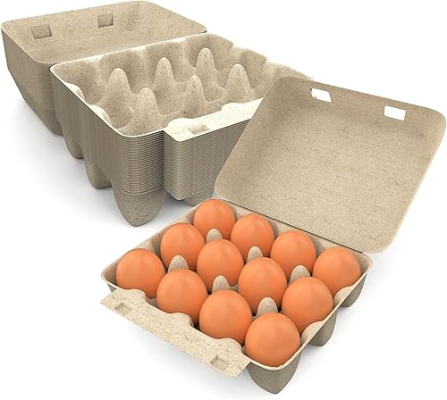 Cartones de huevos clásicos de estilo 3 x 4, capacidad para 12 huevos grandes, material ecológico (30 unidades)