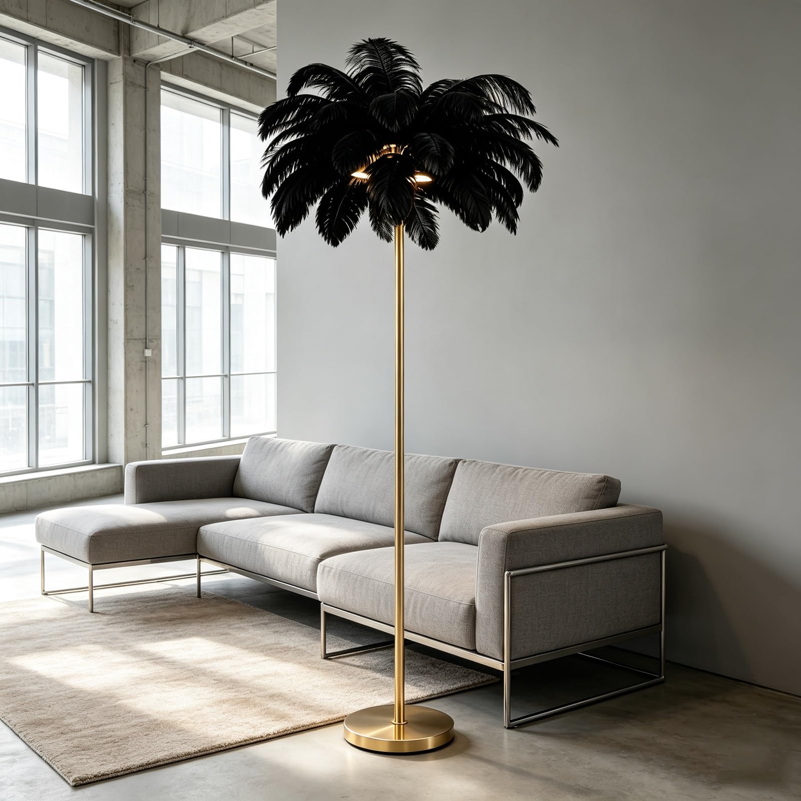 LCNDKF Decorative Tall Feather Floor Lamp with Embedded LED