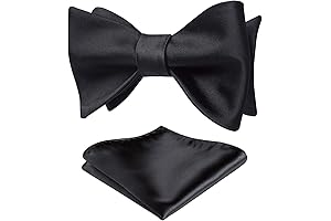 Classic Silk Self-Tie Bow Tie and Pocket Square Set for Tuxedo, Wedding, and Party