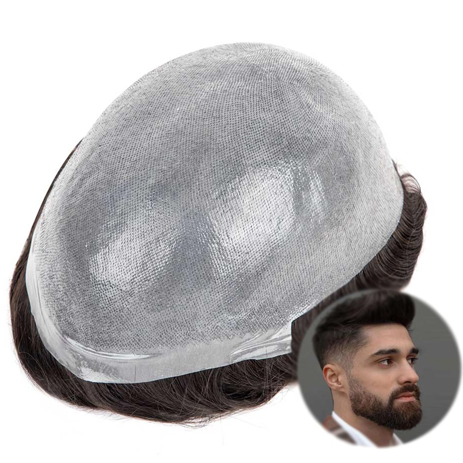 Capelli Toupet Da Uomo Protesi For Capelli Maschili In Pelle PU - Foto 7