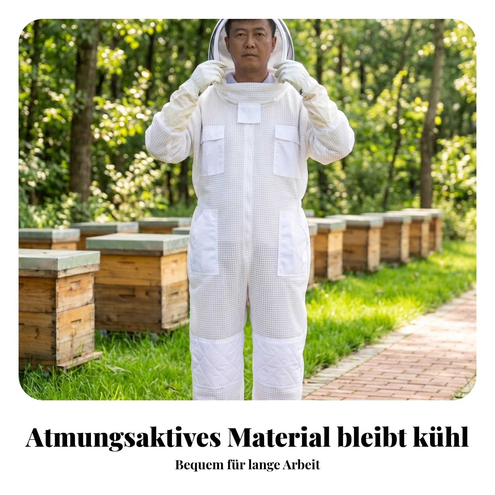 Imkeranzug mit Schleier elastische Bündchen Imkerschutzanzug verstärkte Einsätze Imkeranzug für Bienenhalter