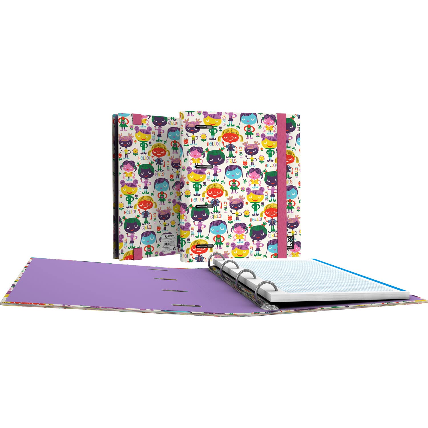 Classeur A5 Grafoplas Avec Recharge – Design Princess – Papier Quadrillé 90g – 4 Anneaux Ronds – Dos Incurvé Ergonomique - 10