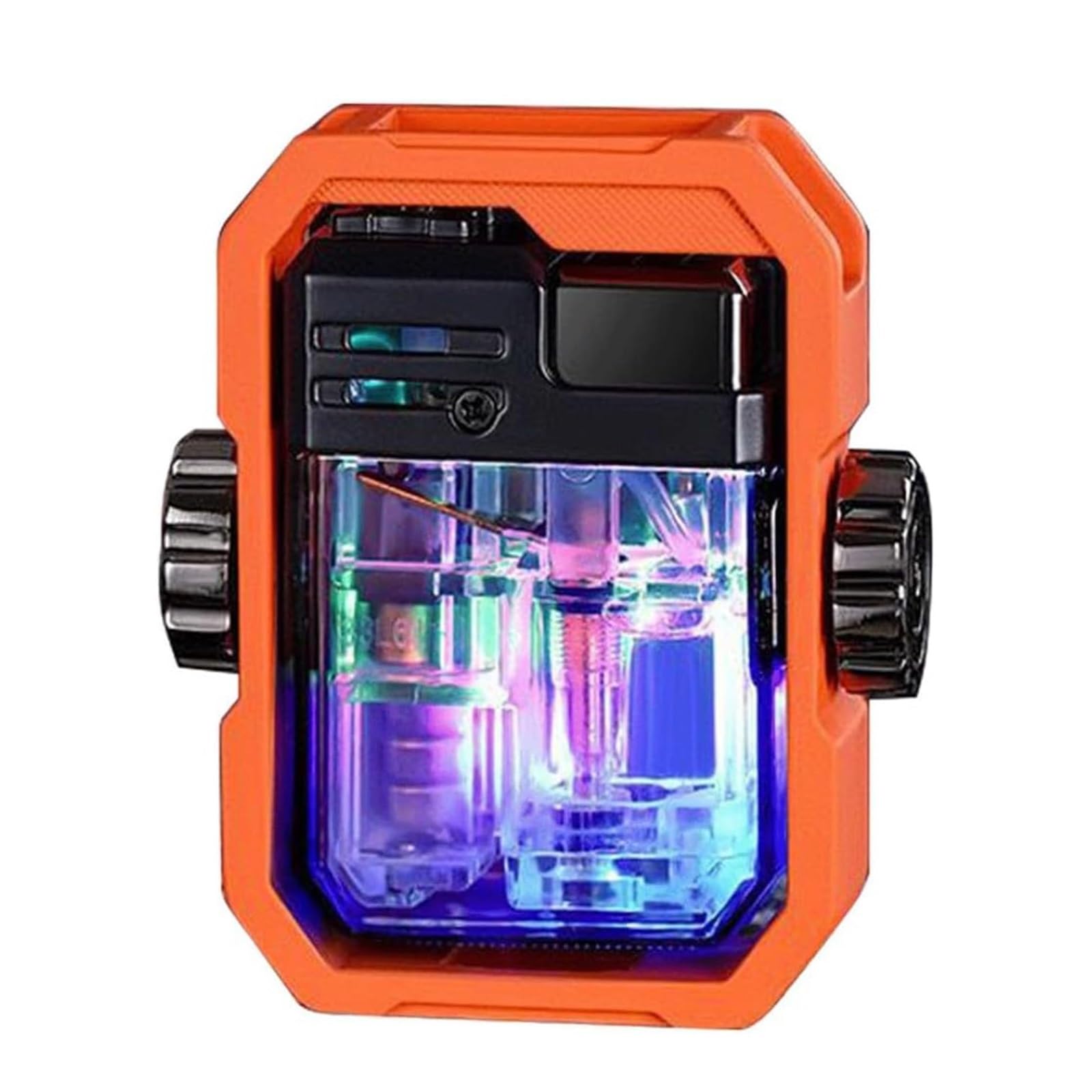 Encendedor resistente al viento recargable con regulador de llama y luz LED potente