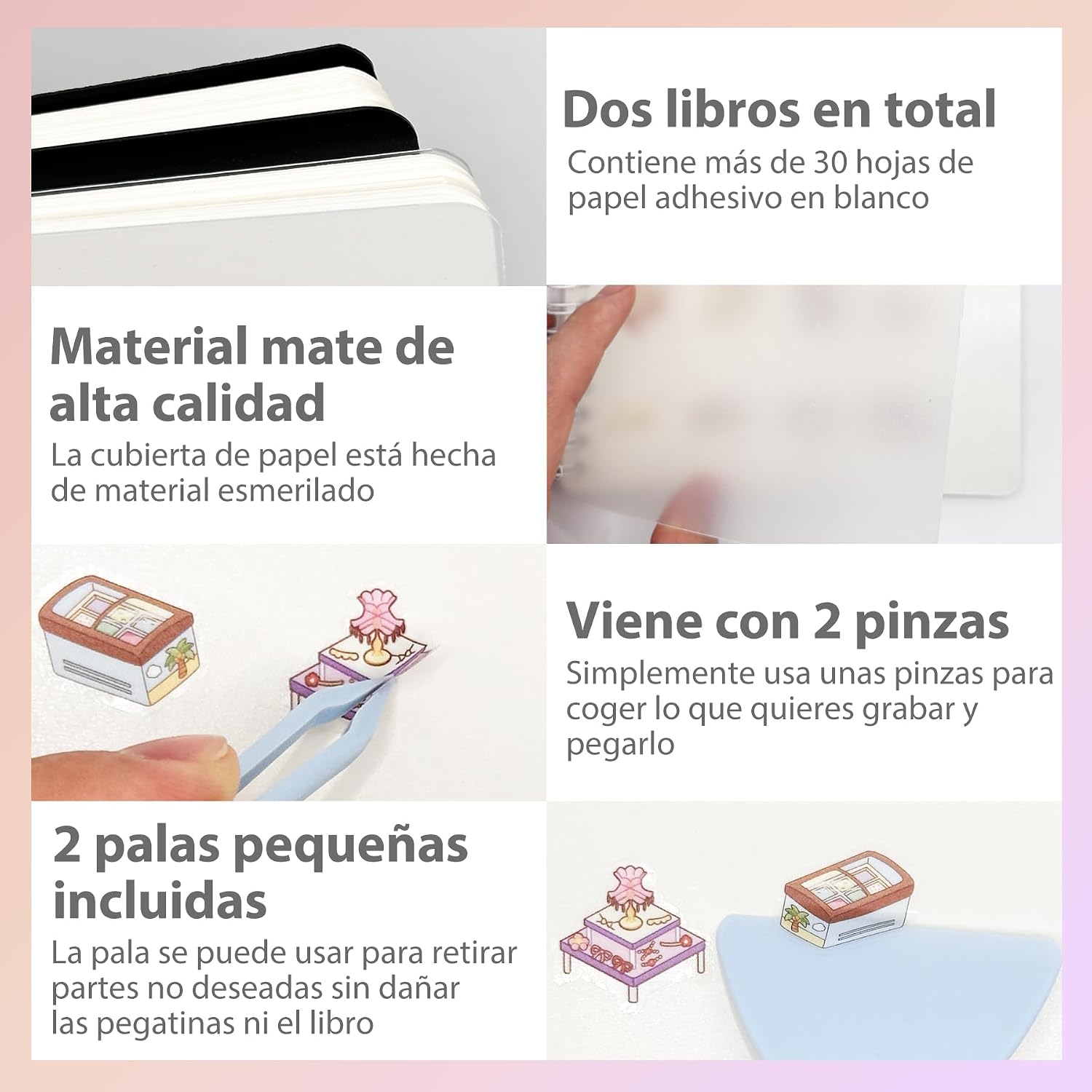 2 Pack Reusable Sticker Book Collecting Album Contains 30+30 blank release paper A5 sticker notebook Adult sticker albums (Black & Clear) Comes with 4 tools