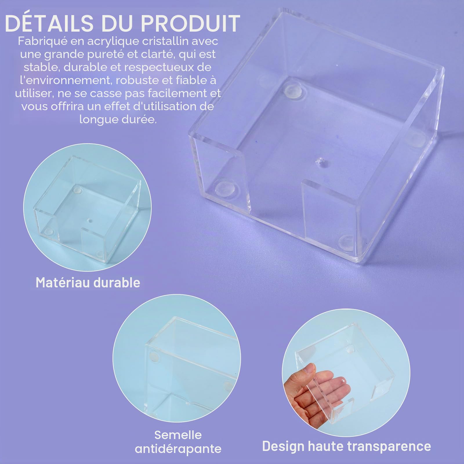 CIATBYYJ Distributeur de notes adhésives en acrylique transparent pour l'organisation du bureau, support de bloc-notes autocollant de 7,6 x 7,6 cm pour dortoir, maison et bureau (transparent)