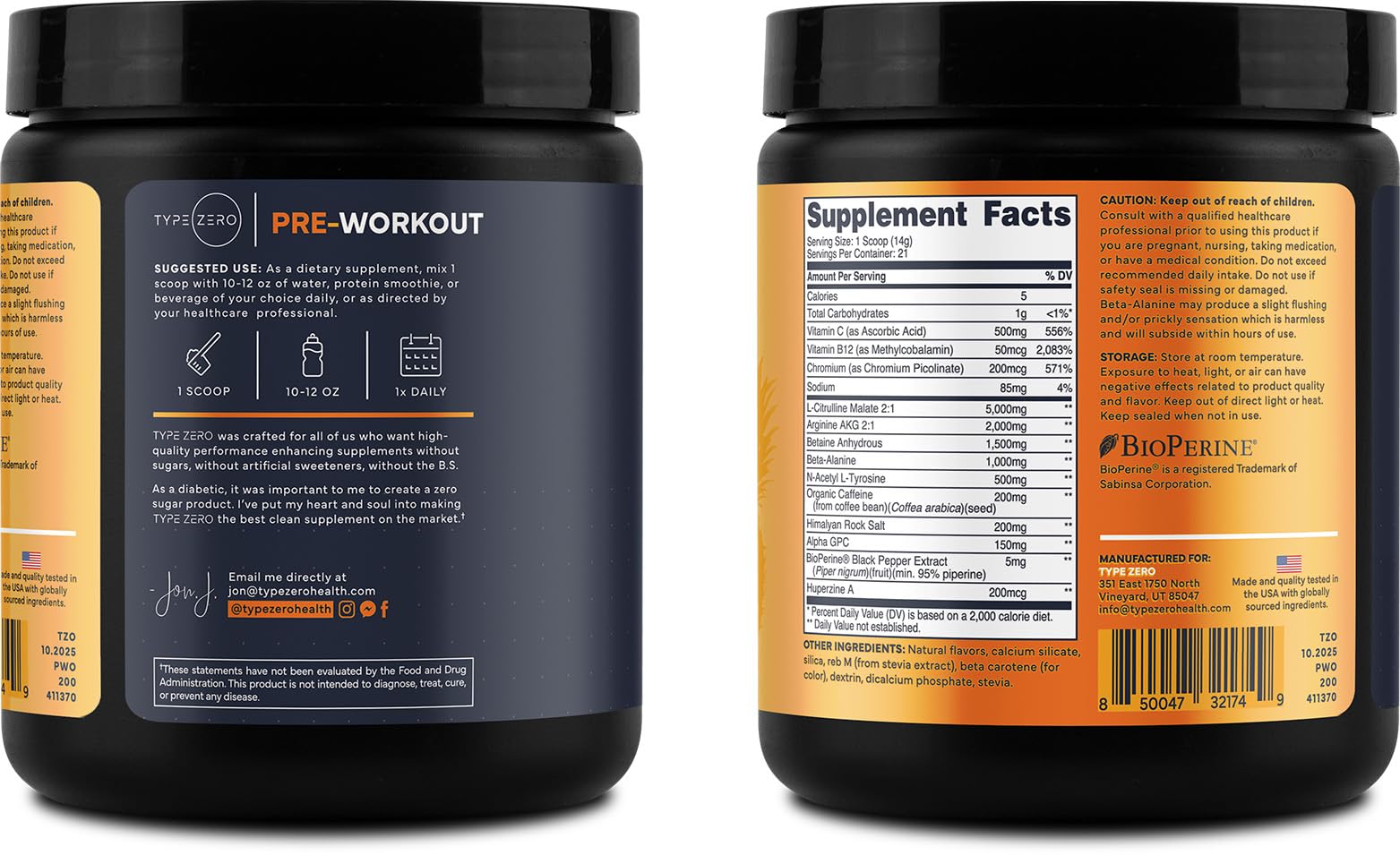 Type Zero Clean Pre Workout Powder (Pineapple Mango) 21 Servings — Amazon image 5