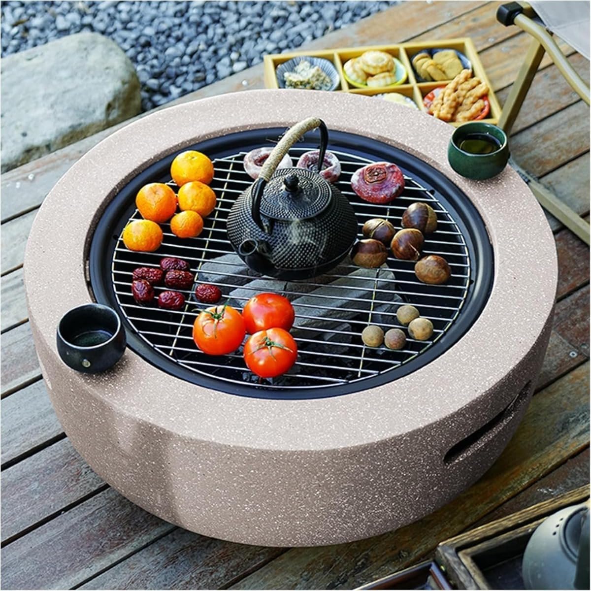 新品未使用　Revolveter 焚き火台・BBQグリル サイドテーブル付き REENEW ファイヤーピット テーブル 大型 焚き火台 蓋付き