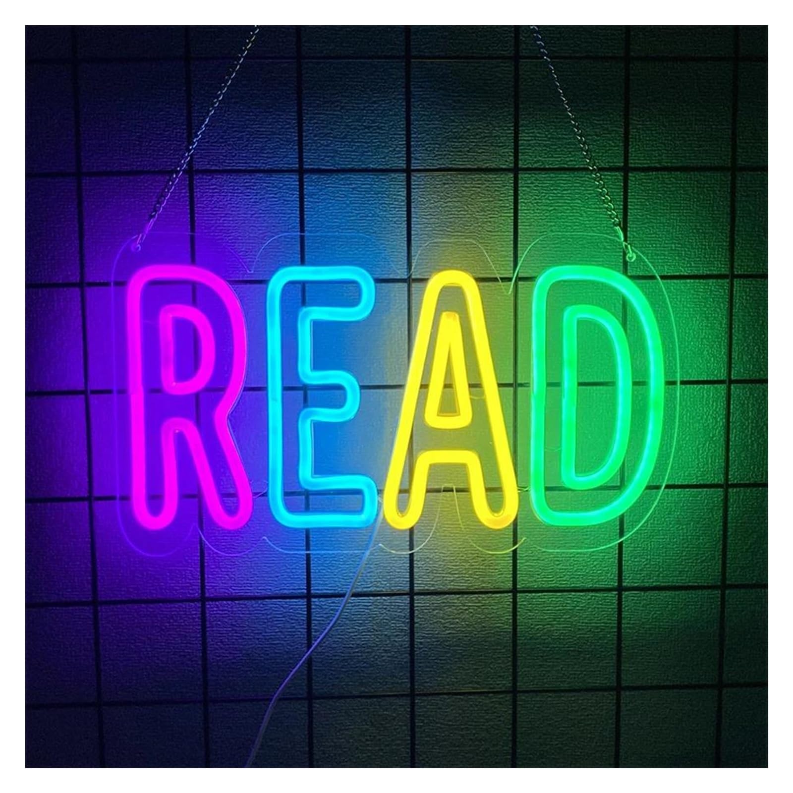 SHOUXI Sign Lamp Read Neon Sign USB Powered for Bedroom Bookstore Reading Room Library Museum Study Room Decor Light 35.1cmх20.1cm