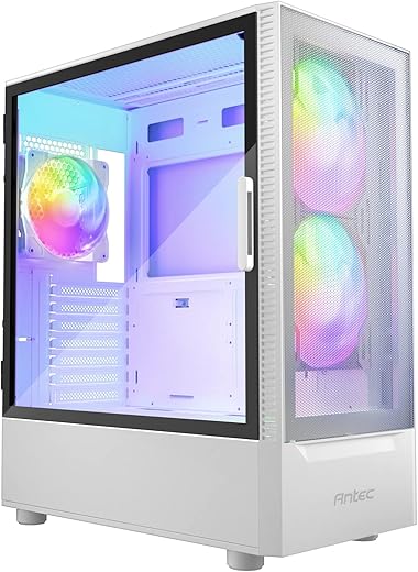 Antec NX410 Mid Tower White Gaming Cabinet I Computer Case I ATX, Micro-ATX, ITX Motherboard Support I Tempered Glass Side Panel I 2 x 140 mm ARGB…