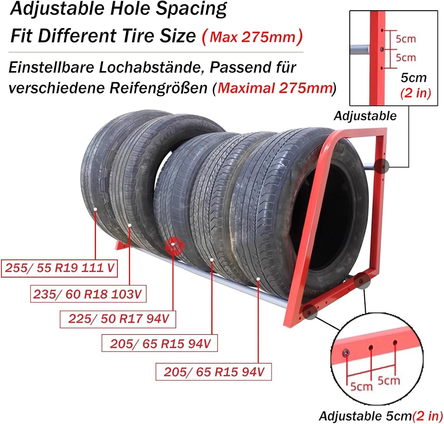 Großer Reserveradhalter Für Wohnmobile/Anhänger/Winterreifen/Schneereifen/SUV-Räder, Garagen-Reifenregal, Felgenständer, Saisonreifen-Lagerregal, Tragkraft 200,Floor Mount with Wheels