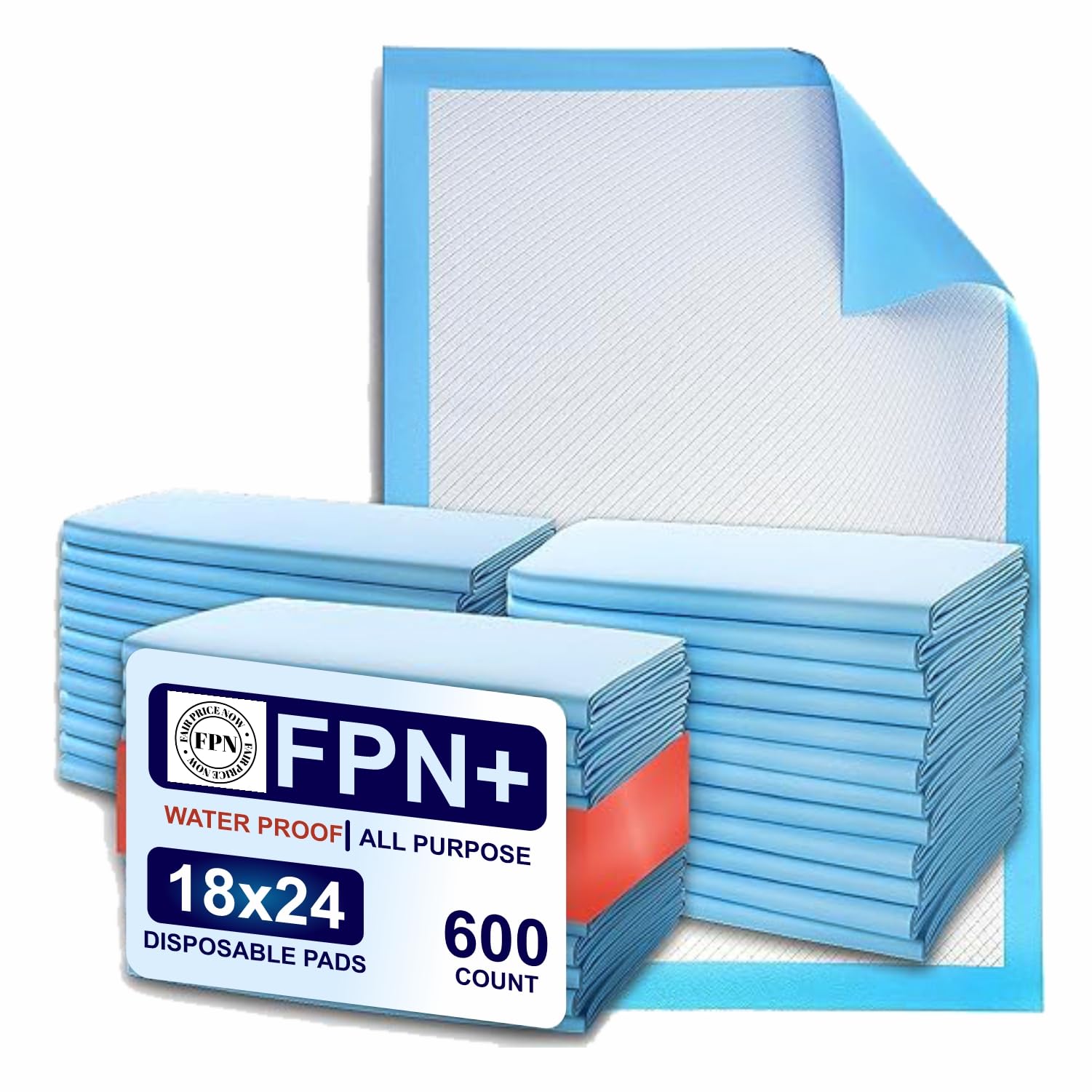 Disposable Underpads, 18 x 24 inches, 600 Count, Super Absorbent, Leakproof, Quick Drying, for Babies, Pets, Adults