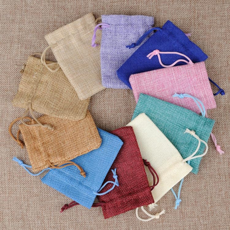 Pochettes à bijoux, Sacs à cordon en lin violet 20 x 30 cm, lot de 100(Orange,7x9cm 50 PCS)