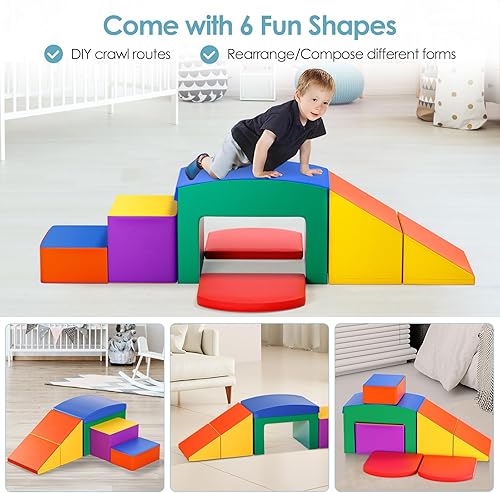 Miniatura 6 de Lischwert Juegos de escalada de espuma suave para interiores, juguetes de escalada para niños pequeños con escaleras deslizantes y rampa, juguetes