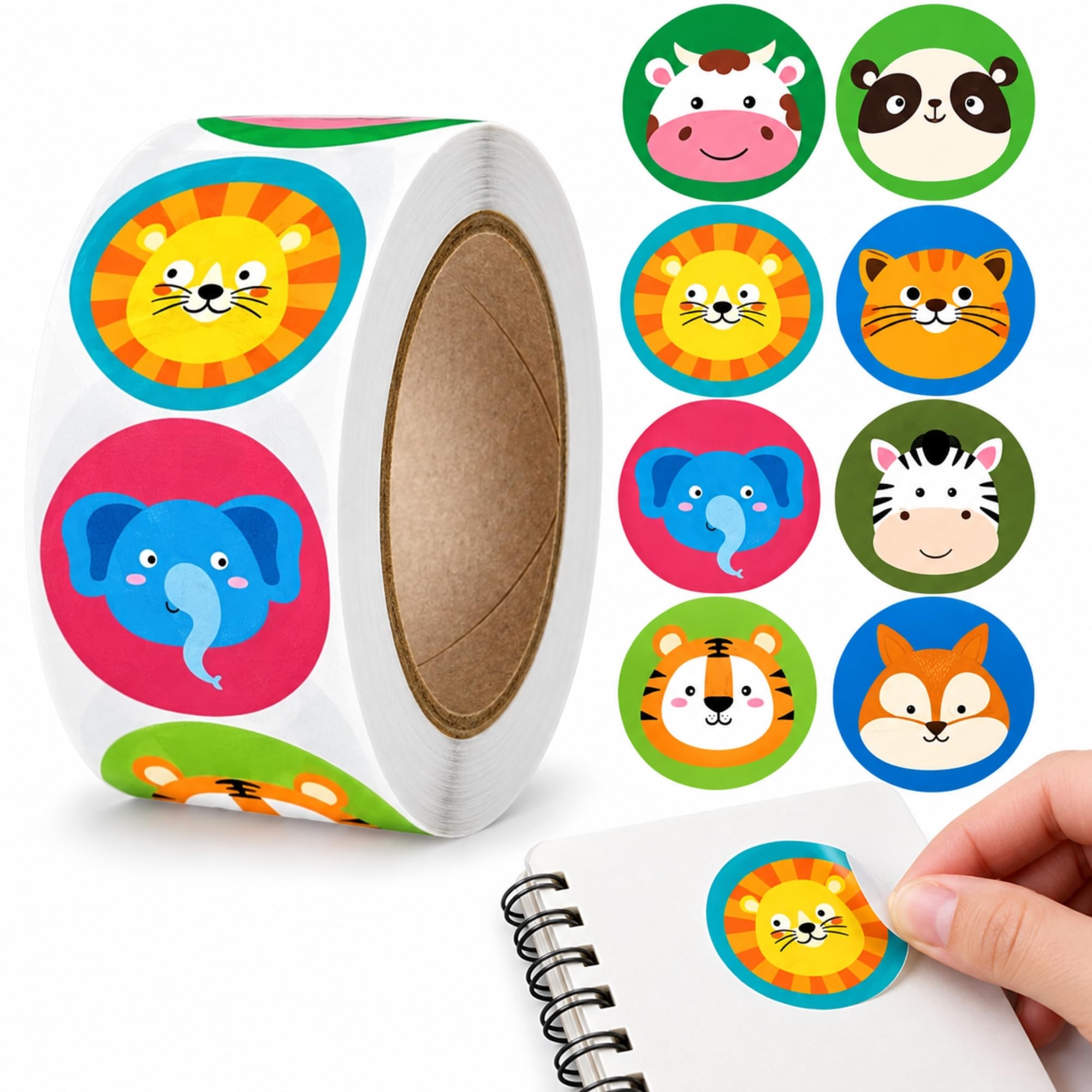 Rollo Pegatinas animales Safari para niños, animal stickers, 1 Unidad - imagen 1