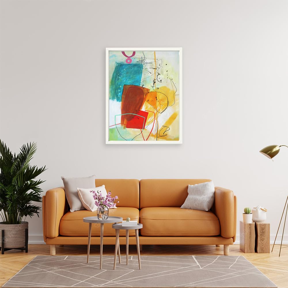 VERRE ART Printed Framed Canvas Painting for Home Decor Office Wall Studio Wall Living Room Decoration (22x34inch White Floater) - Random Act#5