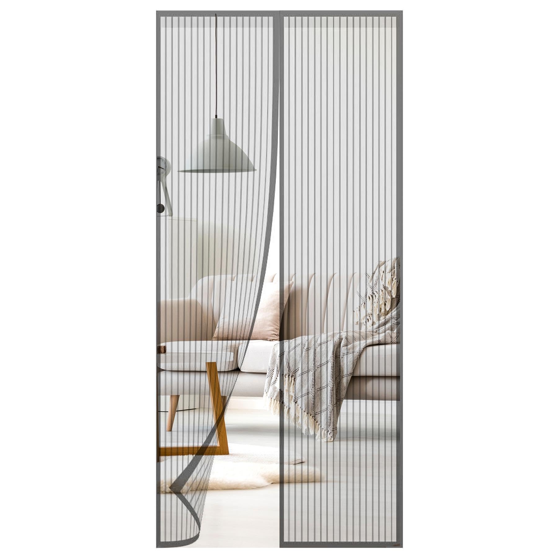 Geezy Grey Magnetic Fly Screen Door Curtain, 90X120cm, - Hands-Free Self-Sealing Mesh, No Drill Install, Lets In Fresh Air - Pet Friendly Insect Screen For Front & Patio Doors