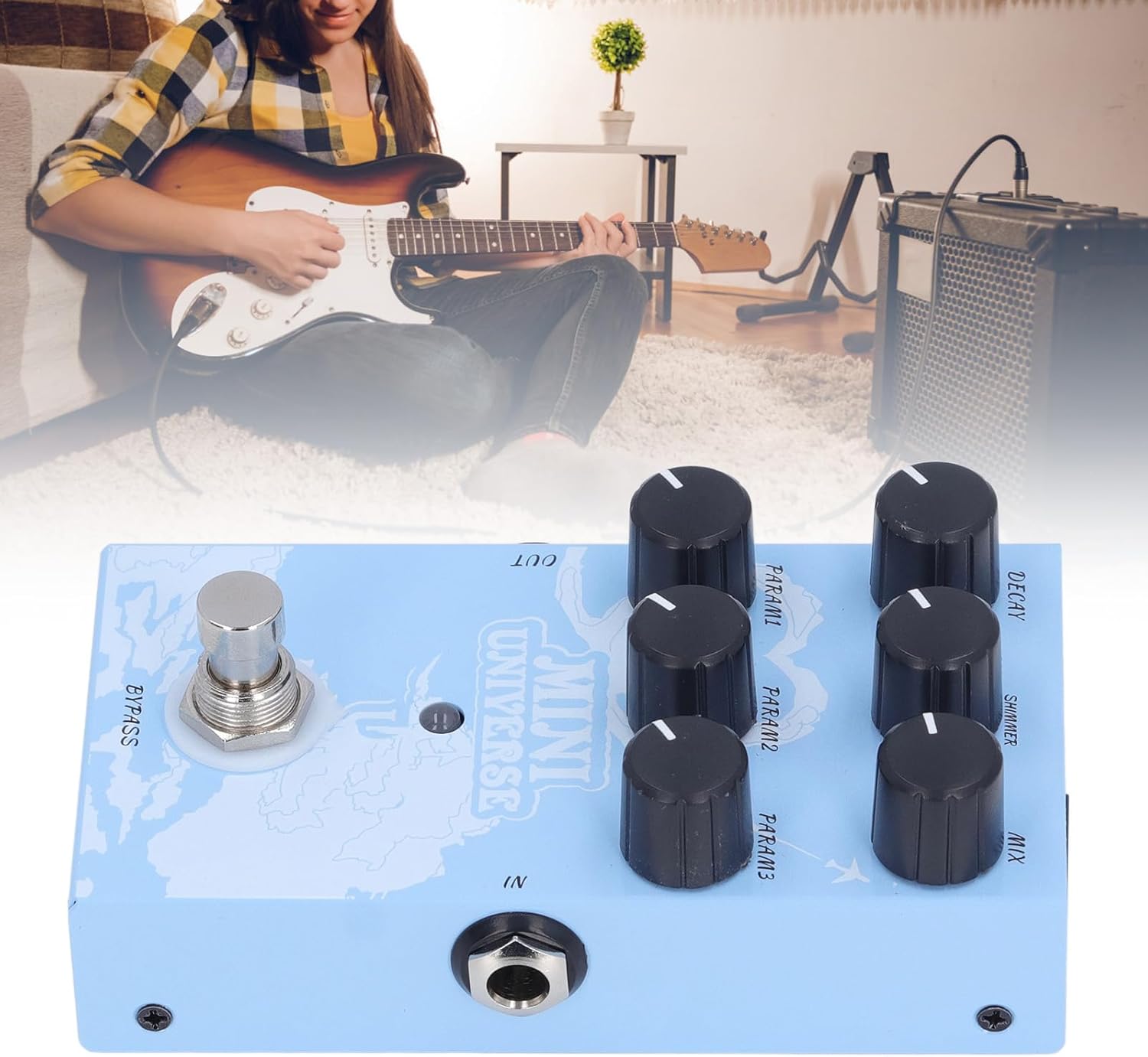 Reverb Effect Pedal, 9 Reverb Types Warm Authentic Sound Digital Modeling Effect Pedal Mini Universe